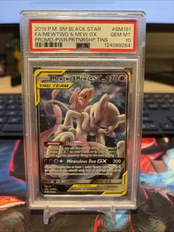 2019 POKEMON SM BLACK STAR PROMO #SM191 FULL ART/MEWTWO & MEW GX PSA 10 - Image 1