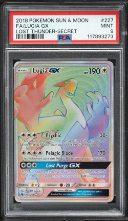 PSA 9 Lugia GX Full Art Secret Rare Lost Thunder 2018 Pokemon Card #227 - Image 1