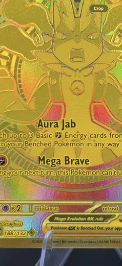 Pokemon TCG Mega Lucario EX Mega Evolution Holo Rare Card 188/132 ME01 - Image 3
