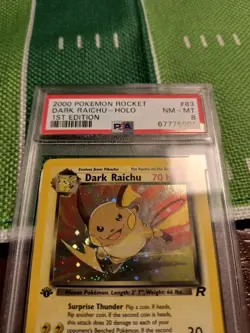 DARK RAICHU 2000 Pokemon Team Rocket 1st Edition Holo (Secret Rare) #83 - PSA 8 - Image 2