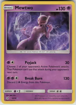 Mewtwo Holo Rare Detective Pikachu 12/18 Pokemon - Image 1