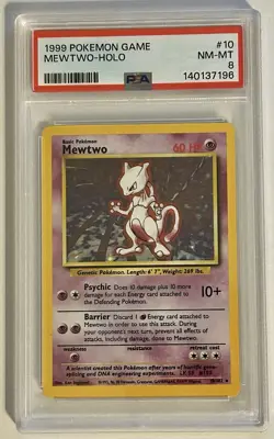 1999 Pokemon Mewtwo-Holo Rare #010/102 PSA NM-MT 8 - Image 1