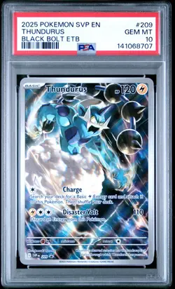 2025 POKEMON SVP EN-SV BLACK STAR PROMO #209 THUNDURUS PSA 10 - Image 1