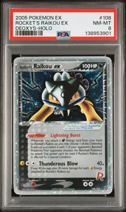 Pokemon Rocket's Raikou ex 108/107 Deoxys Holo PSA 8. 3 Swirls! - Image 1