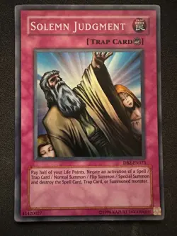 Yu-Gi-Oh! Solemn Judgment (DB2-EN073, Super Rare, Unlimited, LP) - Image 1