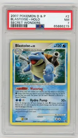 Pokemon Card Blastoise 2/132 Holo Secret Wonders PSA 7 NM - Image 1