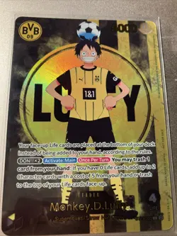 One Piece TCG Monkey D Luffy x BVB Borussia Dortmund ST13-003 Promo Card - Image 1