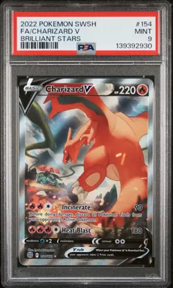 Charizard v 154/172 PSA 9 Brilliant Stars Alternate Art Pokemon Card Game - Image 1