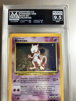 MANA 9.5 MINT Mewtwo 1999 Base Set 10/102 Holo Pokemon Card - Image 2