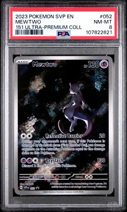 2023 POKEMON SVP EN-SV BLACK STAR PROMO 151 ULTRA-PREM COLL #052 MEWTWO PSA 8 - Image 1