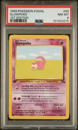 PSA 8 SLOWPOKE 55 FOSSIL 1ST EDITION POKEMON - Image 1