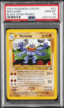 2002 POKEMON LEAGUE PROMO BLACK STAR #43 MACHAMP PSA 10 - Image 1