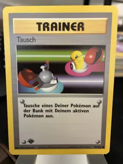 POKEMON Card GERMAN BASE SET 1st Edition TRAINER "TAUSCH" #95/102 Common NM! - Image 1