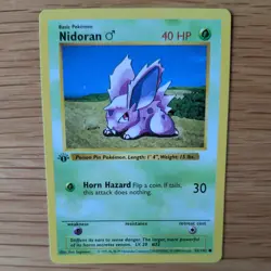 1ST EDITION SHADOWLESS NIDORAN 55/102 POKEMON CARD (BASE SET) - Image 1