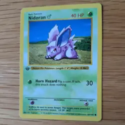 1ST EDITION SHADOWLESS NIDORAN 55/102 POKEMON CARD (BASE SET) - Image 4