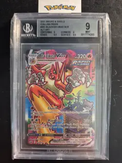 2021 Pokemon SwSh Chil. Reign #201 Alt Art Blaziken Vmax Secret Beckett Mint 9 - Image 1