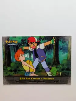 NM! Pokemon Topps EP3 Ash Catches A Pokemon TV Animation Blue Logo Non Holo - Image 1