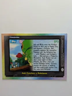 NM! Pokemon Topps EP3 Ash Catches A Pokemon TV Animation Blue Logo Non Holo - Image 2