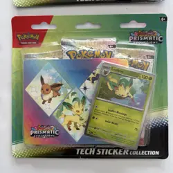 (2) Pokemon Prismatic Evolutions Tech Sticker Collection Sealed- Leafeon Sylveon - Image 3