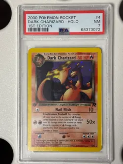 2000 POKEMON ROCKET 1ST EDITION #4 DARK CHARIZARD-HOLO PSA 7 - Image 1