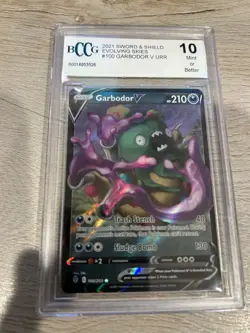 Pokemon TCG 2021 Pokemon Garbador V URR Evolving Skies BCCG 10 100/203 - Image 1