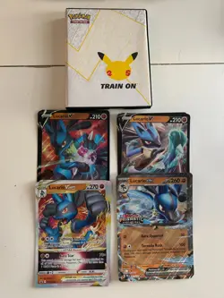 Pokemon JUMBO / OVERSIZE BINDER CELEBRATIONS 25TH ANNIVERSARY + 4 LUCARIO CARDS - Image 1