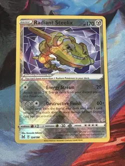 Pokemon TCG Radiant Steelix 124/196 Lost Origin Holo Raw Card - Image 1