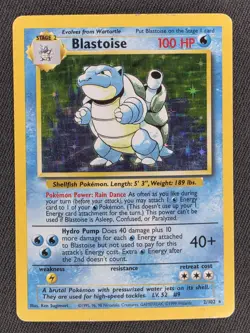 Pokemon Card Blastoise 2/102 Base Set Holo Rare WOTC 1999 Vintage L/MP - Image 1