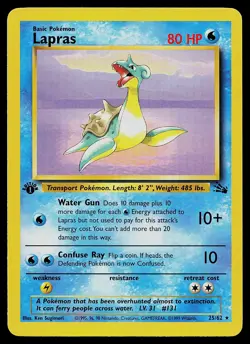 Pokemon Card - Lapras Fossil 25/62 Rare 1st Edition - Image 1