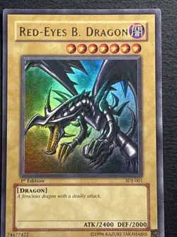 Red-Eyes Black Dragon SDJ-001 1st Edition Ultra Rare Yu-Gi-Oh Card Played MP - Image 1