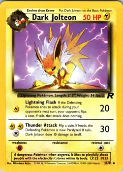 Dark Jolteon Vintage 38/82 Team Rocket Pokemon Card 1999 Vintage WOTC Non Holo A - Image 1