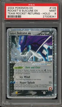 Pokemon Rocket's Suicune ex EX Team Rocket Returns Holo Ultra Rare #105 PSA 9 - Image 1