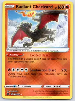 Radiant Charizard 020/159 (NM) - Crown Zenith - Radiant Rare - Pokemon TCG - Image 1