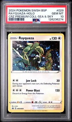 RAYQUAZA 2024 Pokemon Sword Shield Black Star Promo #SWSH029 Holo PSA 10 - Image 1