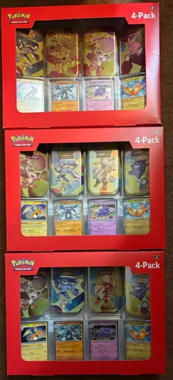 Pokemon TCG Scarlet & Violet 151 Mini Tin 4-Pack Lot Of 3 Sam’s Club Sealed - Image 1