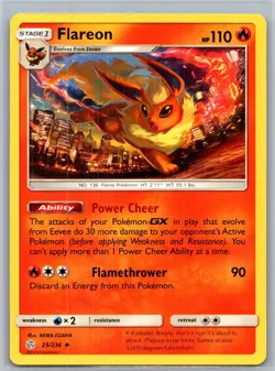 Pokemon Flareon 25/236 Cosmic Eclipse Non Holo Uncommon NM - Image 1