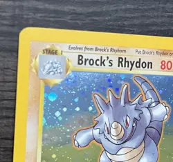 Brock's Rhydon SWIRL 002/132 Pokemon TCG WOTC Gym Heroes Holo MINT NM SWIRL - Image 2