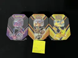 3 POKEMON ETERNATUS EEVEE PIKACHU V POWER TIN BRAND NEW SEALED Sword And Shield 820650807794 - Image 1