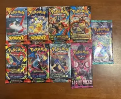 Pokemon Booster Packs - Mixed Lot of 9 Packs New Factory Sealed TCG Cards - Image 1