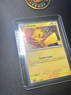 Pokemon Day 2026 Pickachu 051/162 2 SWIRLS 🌀 Stamped Holo Card Random Spark - Image 2