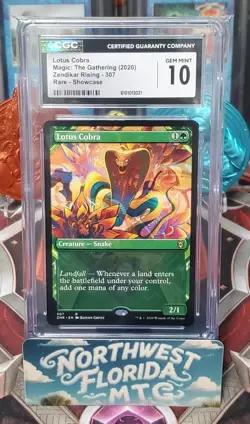 Graded MTG Card - CGC Gem Mint 10 - Zendikar Rising - Lotus Cobra (Showcase) - Image 1