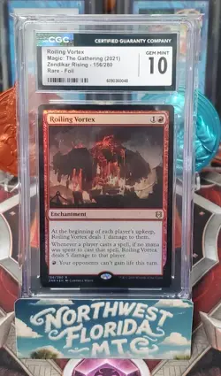 Graded MTG Card - CGC Gem Mint 10 - Zendikar Rising - Rolling Vortex (Foil) - Image 1