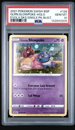 2021 Pokemon Galarian Slowpoke SWSH126 Holo Cosmos Evolving Skies PSA 10 *SWIRL* - Image 2