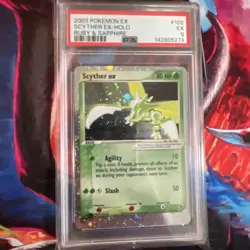 2003 POKEMON EX RUBY & SAPPHIRE #102 SCYTHER EX-HOLO PSA 5 - Image 1
