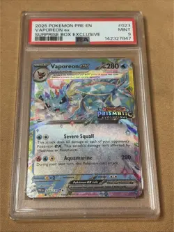 2025 POKEMON PRE EN #023/131 VAPOREON EX SURPRISE BOX EXCLUSIVE PSA 9 - Image 1