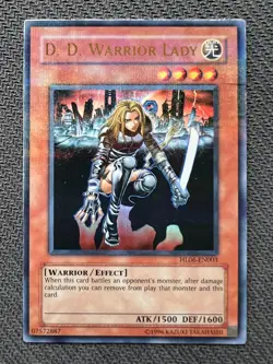 Yugioh D. D. Warrior Lady Unlimited Edition Ultra Rare HL06-EN003 crease - Image 1
