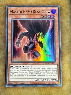 Yugioh Masked HERO Dusk Crow MZMU-EN014 Super Rare 1st Ed NM - Image 1