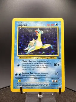 1999 Pokemon LAPRAS Fossil Set HOLO Foil Rare Unlimited Edition Card 10/62 - Image 3