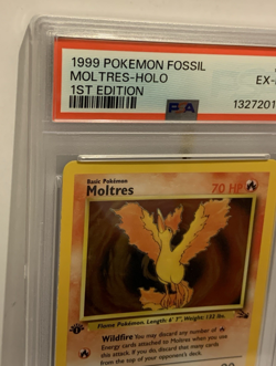 1999 Pokemon Fossil Moltres 12/62 Fossil Holo 1st Edition PSA 6 Card - Image 2