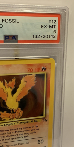 1999 Pokemon Fossil Moltres 12/62 Fossil Holo 1st Edition PSA 6 Card - Image 3